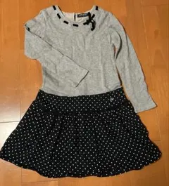 pom ponette 長袖ワンピース Lグレー・ネイビー