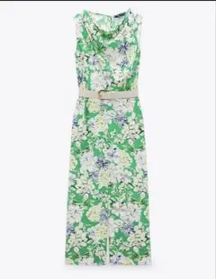 【新品】サイズM♡ZARA♡スリーブレスリネンブレンドジャンプスーツ花柄