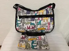 レスポートサック 猫柄 ショルダーバッグ ポーチ付き