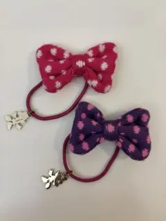 ディズニー　ミニー　ドット柄リボンヘアゴム2個セット