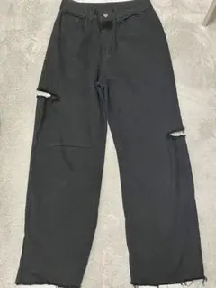 サイドカットデニム 黒