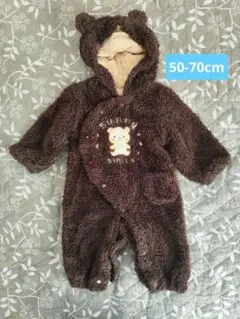 クマ耳付きフリースロンパース アウター 50cm〜70cm