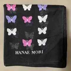 HANAE MORI 森英恵　ハンカチ 蝶々柄 ブラック