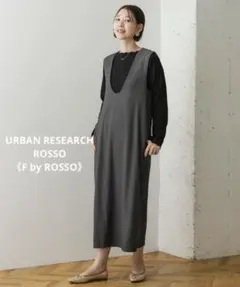 F by ROSSO◆Aラインロングジャンパーワンピース◆チャコールグレー◆36