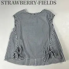 ストロベリーフィールズ 美品 ストライプ リボンデザインAラインフレンチブラウスのサムネイル