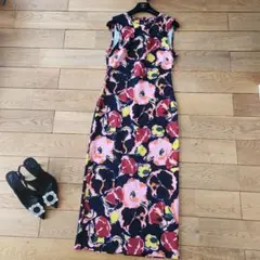 ZARA　女優顔♡デジタルフラワー柄　Iラインロングワンピース　S