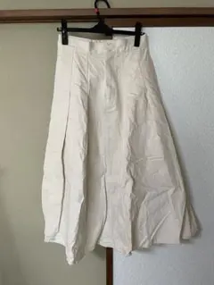 アイボリー フレアスカート コットン混紡