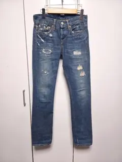 RRL ローライズ ヴィンテージ加工 ストレート デニム パンツ 赤耳 スキニー