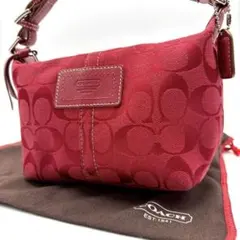 極美品 コーチ バニティ ポーチ ハンドバッグ シグネチャー y2k レッド