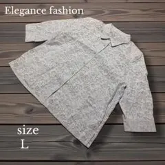 【Elegance fashion】 花柄 五分袖シャツ Lサイズ