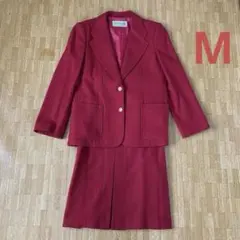 ジャケット&スカートのセットアップスーツ　ワインレッド　ウール100% サイズM