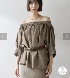 24SS Whim Gazette ウィムガゼット シアーボウブラウス ベージュ