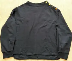 THE SHOP TKハイネック長袖トップス ボタン付Mネイビー紺