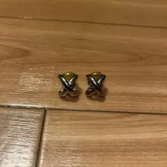 ゴールドシルバー クロスデザイン イヤリング