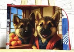 ハンドメイド　シェパード柄のマルチポーチ