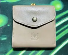 IL BISONTE イルビゾンテ がま口三つ折り財布 グレージュ レザー