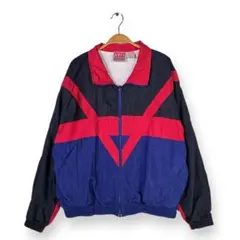 80s GEAR WEEKEND ヴィンテージ ナイロンジャケット 赤黒青 L