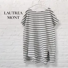 LAUTREA MONT ボーダー　Tシャツ　綿100% スリット　半袖　M