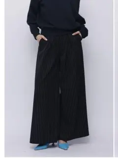 YOOU Stripe wide slacks 【Navy】