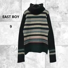 イーストボーイ　美品　タートルネックデザインボーダーニット　トップス　毛100%