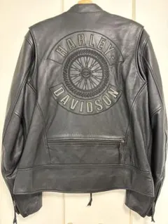 80s ハーレーダビッドソン ダブルライダース エンボス レザー