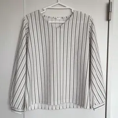GLACIER ストライプ Vネック 長袖シャツ M
