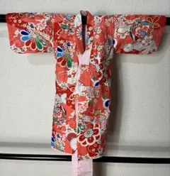 601ag32 着物のみ□七五三 三歳 女児 着物&チュール帯 雪輪文□美品