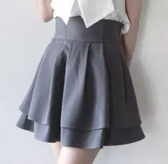 oneway abc une faceグレー ダブルフレアスカート
