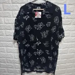 【新品】トムとジェリー　メンズ　アロハシャツ ブラック 半袖シャツ レーヨンのサムネイル