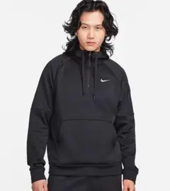 S 新品 NIKE フーディ メンズ 黒 ハーフジップ スウェット パーカー