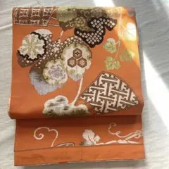 ⭐︎オレンジ花柄 おしゃれ袋帯⭐︎ ‼️値下げしました‼️
