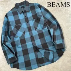 BEAMS ビームス チェック ダメージ加工 イージーフィット 長袖 ネルシャツ