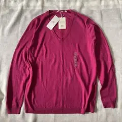 新品タグ付き ユニクロ メリノウール Vネックニット XL ピンク