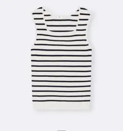 新品タグ付き　GU￼ ジーユー　リブニット　ボーダースクエアネックタンクトップ