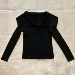 【GRL 】ブラック オフショルダー ニット M 丈短め　シンプルデザイン　★