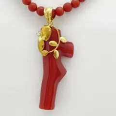 赤珊瑚 天然珊瑚 18k ネックレスペンダント 重さ約2.79g - メルカリ