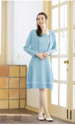 GALLERY VISCONTI 水色 半袖 ニットワンピース 2号新品