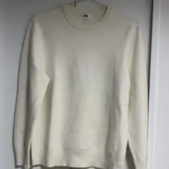 【美品】ユニクロ ウォッシャブルミラノリブクルーネックセーター ホワイト L