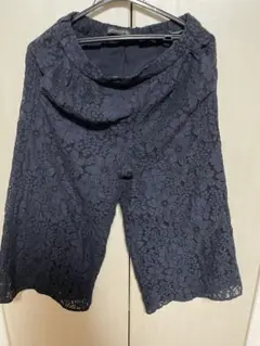 ZARA WOMAN ネイビー 花柄レースワイドパンツ S