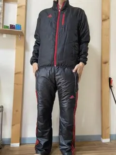 adidas ウインドブレーカー 上下 セットアップ 黒×赤