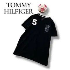 トミーヒルフィガー　メンズ　半袖Tシャツ　カットソー　Vネック　ブラック　M