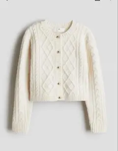 H&M アイボリー ケーブル編み カーディガン