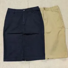 無印良品　ストレッチチノスカート　ネイビー　ベージュのサムネイル