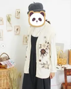 サマンサモスモス花柄刺繍ニットベスト フリーサイズ