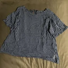 Samansa Mos2 ストライプ柄 ブラウス　バックリボン　Fサイズ