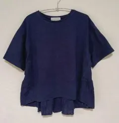 SEASON REASON 裾スカラップ刺繍Tシャツ ネイビー Lサイズのサムネイル