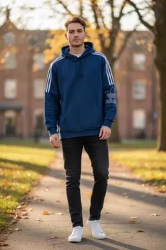 し*ん様 adidas ネイビー パーカー 3本ライン