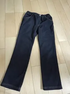 女の子 組曲 ブラックデニム風ストレートパンツ 120 130 裏起毛 秋冬