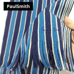 ポールスミス Paul Smithフリンジ マフラー マルチカラー 水色系 美品