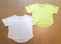 【2枚セット】H&М　Tシャツ オフホワイト、蛍光イエローのサムネイル